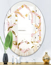 Golden Marble II - Modern Round or Oval Wall Mirror - Hexagon Star