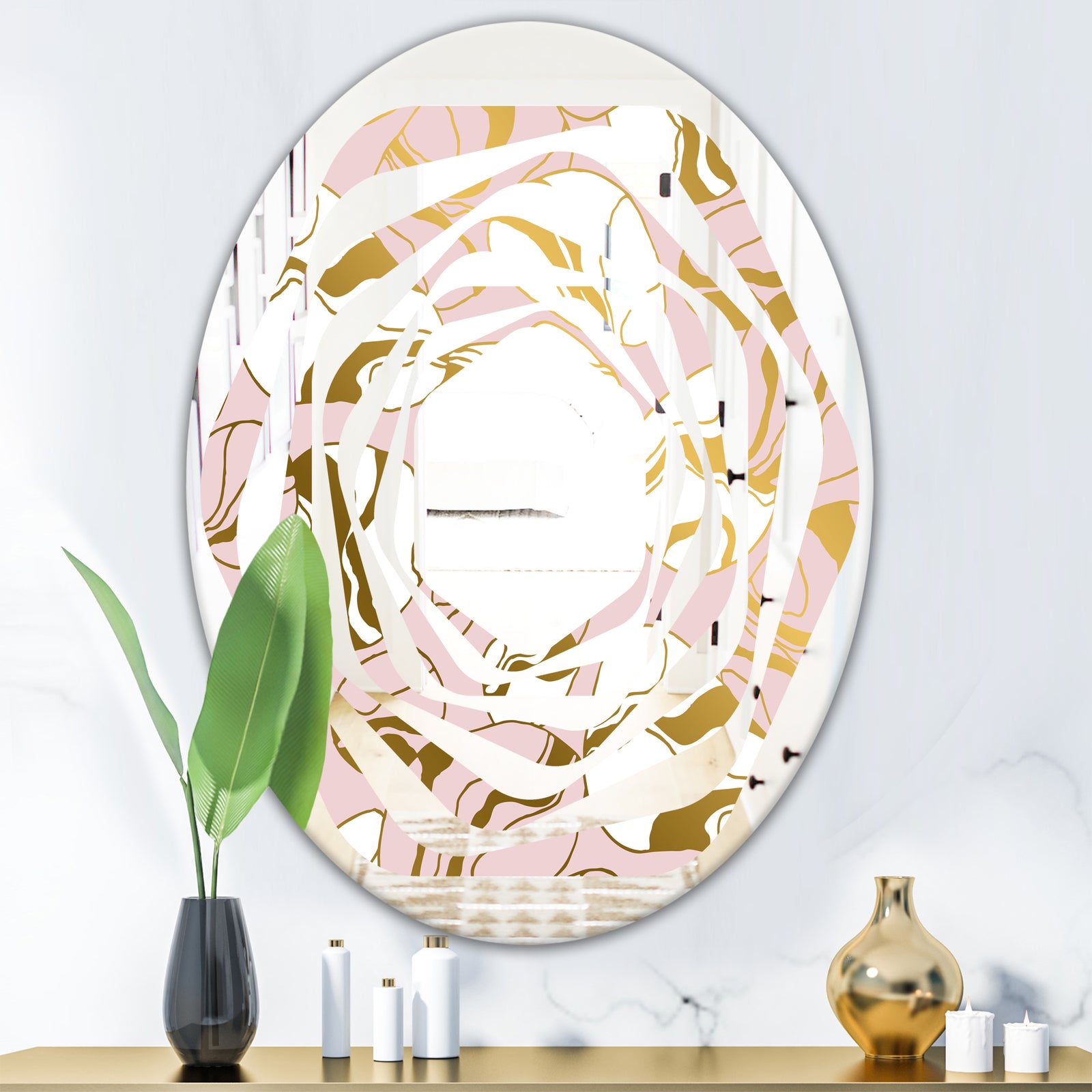 Golden Marble II - Modern Round or Oval Wall Mirror - Whirl