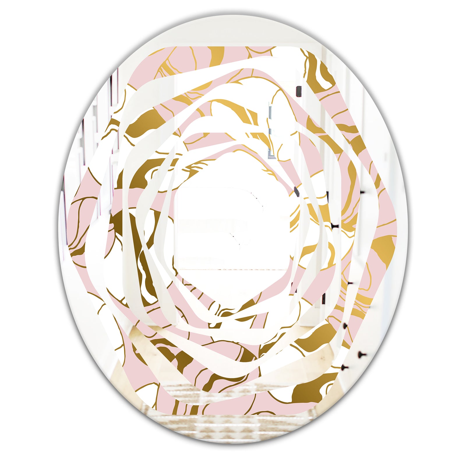 Golden Marble II - Modern Round or Oval Wall Mirror - Whirl