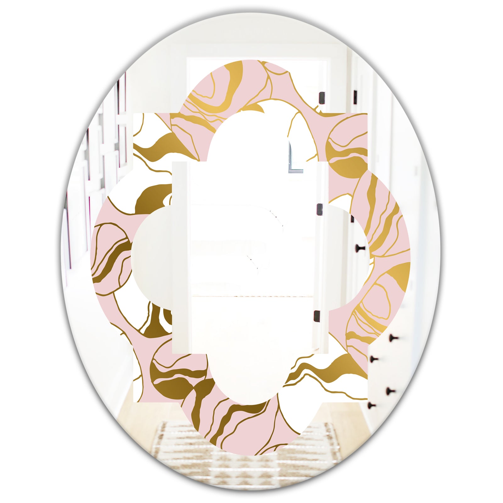 Golden Marble II - Modern Round or Oval Wall Mirror - Quatrefoil