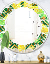 Tropical Gold Luxury Pattern II - Modern Round or Oval Wall Mirror - Leaves