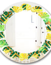 Tropical Gold Luxury Pattern II - Modern Round or Oval Wall Mirror - Leaves