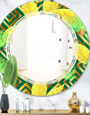 Tropical Gold Luxury Pattern II - Modern Round or Oval Wall Mirror - Triple C