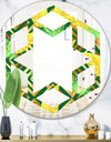 Tropical Gold Luxury Pattern II - Modern Round or Oval Wall Mirror - Hexagon Star