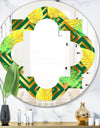 Tropical Gold Luxury Pattern II - Modern Round or Oval Wall Mirror - Quatrefoil