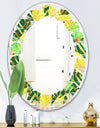 Tropical Gold Luxury Pattern II - Modern Round or Oval Wall Mirror - Leaves
