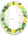 Tropical Gold Luxury Pattern II - Modern Round or Oval Wall Mirror - Leaves