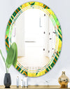 Tropical Gold Luxury Pattern II - Modern Round or Oval Wall Mirror - Triple C