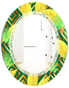 Tropical Gold Luxury Pattern II - Modern Round or Oval Wall Mirror - Triple C