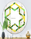 Tropical Gold Luxury Pattern II - Modern Round or Oval Wall Mirror - Hexagon Star