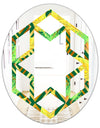 Tropical Gold Luxury Pattern II - Modern Round or Oval Wall Mirror - Hexagon Star