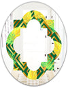Tropical Gold Luxury Pattern II - Modern Round or Oval Wall Mirror - Quatrefoil