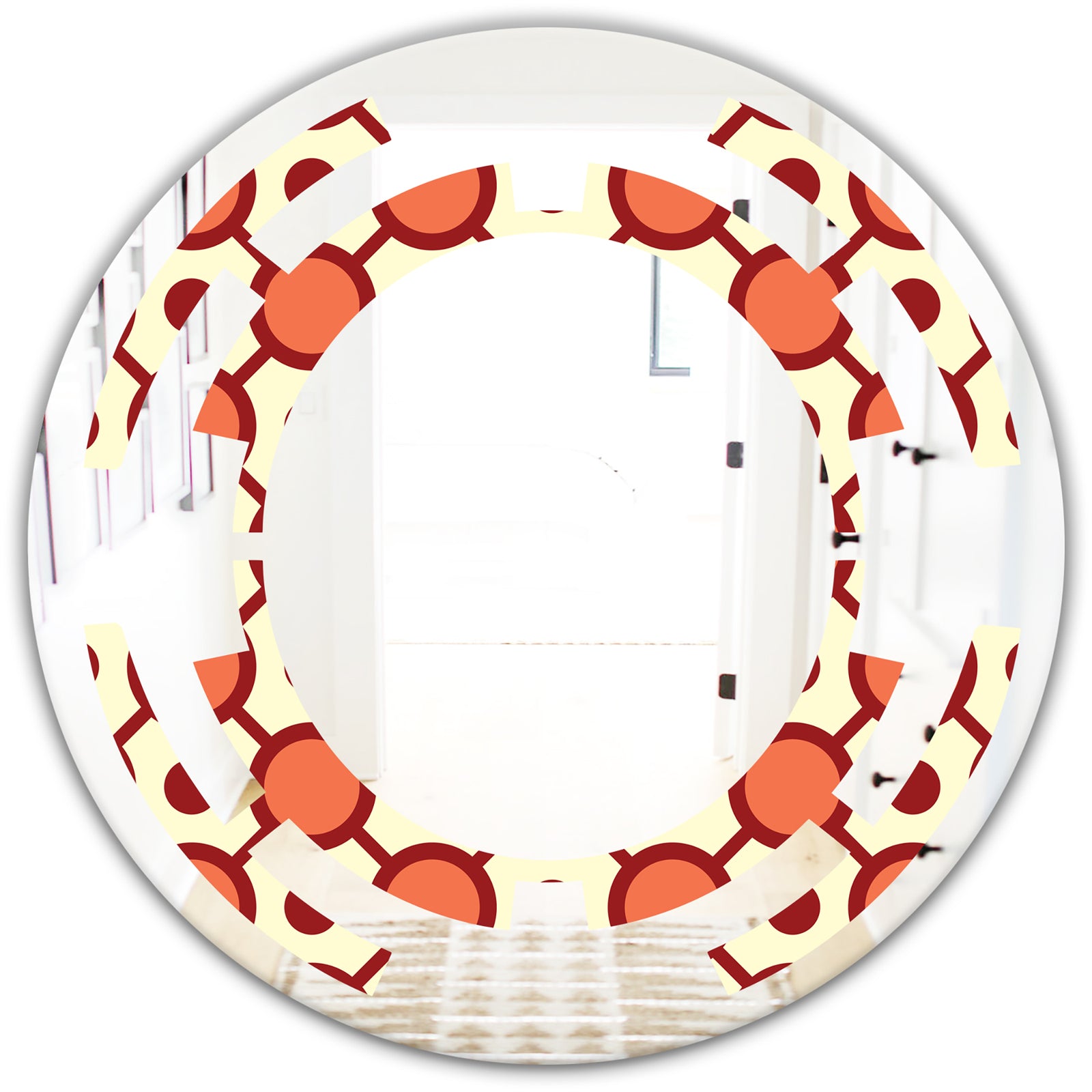 Abstract Retro Geometrical Design IX - Modern Round or Oval Wall Mirror - Space