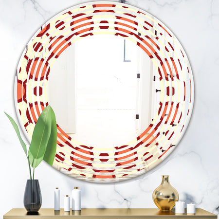 Abstract Retro Geometrical Design IX - Modern Round or Oval Wall Mirror - Wave