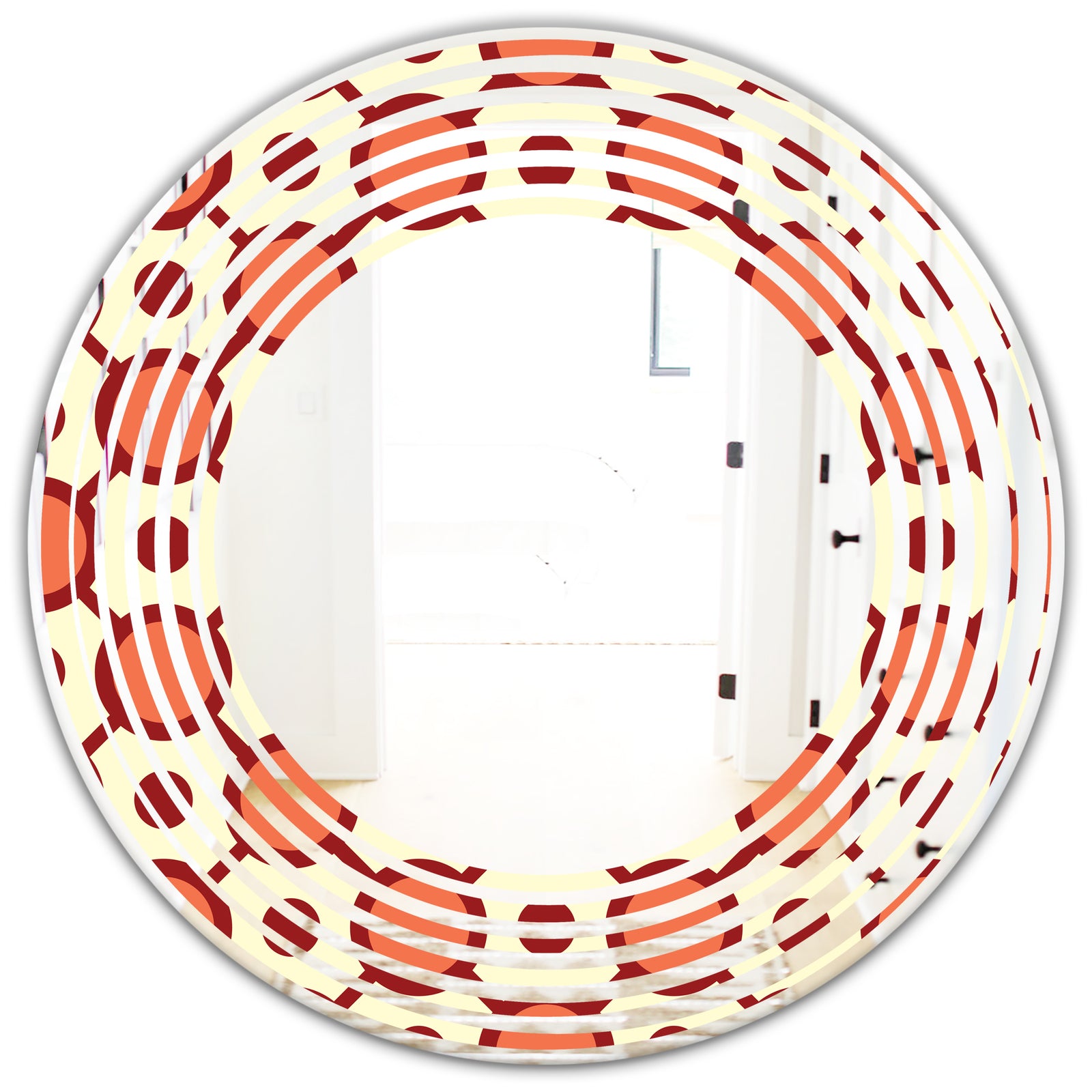 Abstract Retro Geometrical Design IX - Modern Round or Oval Wall Mirror - Wave