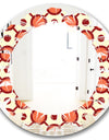 Abstract Retro Geometrical Design IX - Modern Round or Oval Wall Mirror - Leaves