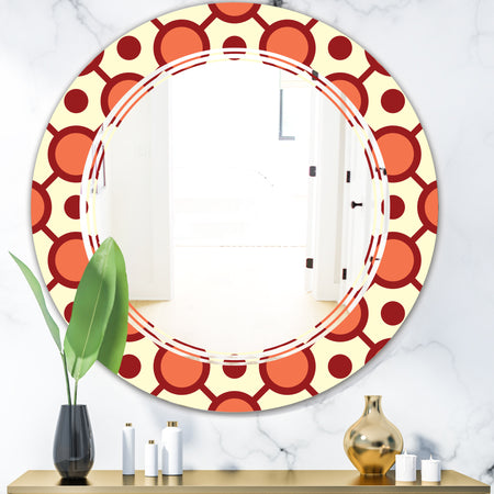 Abstract Retro Geometrical Design IX - Modern Round or Oval Wall Mirror - Triple C