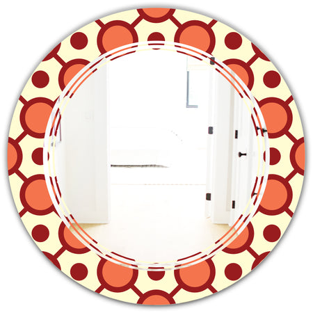 Abstract Retro Geometrical Design IX - Modern Round or Oval Wall Mirror - Triple C
