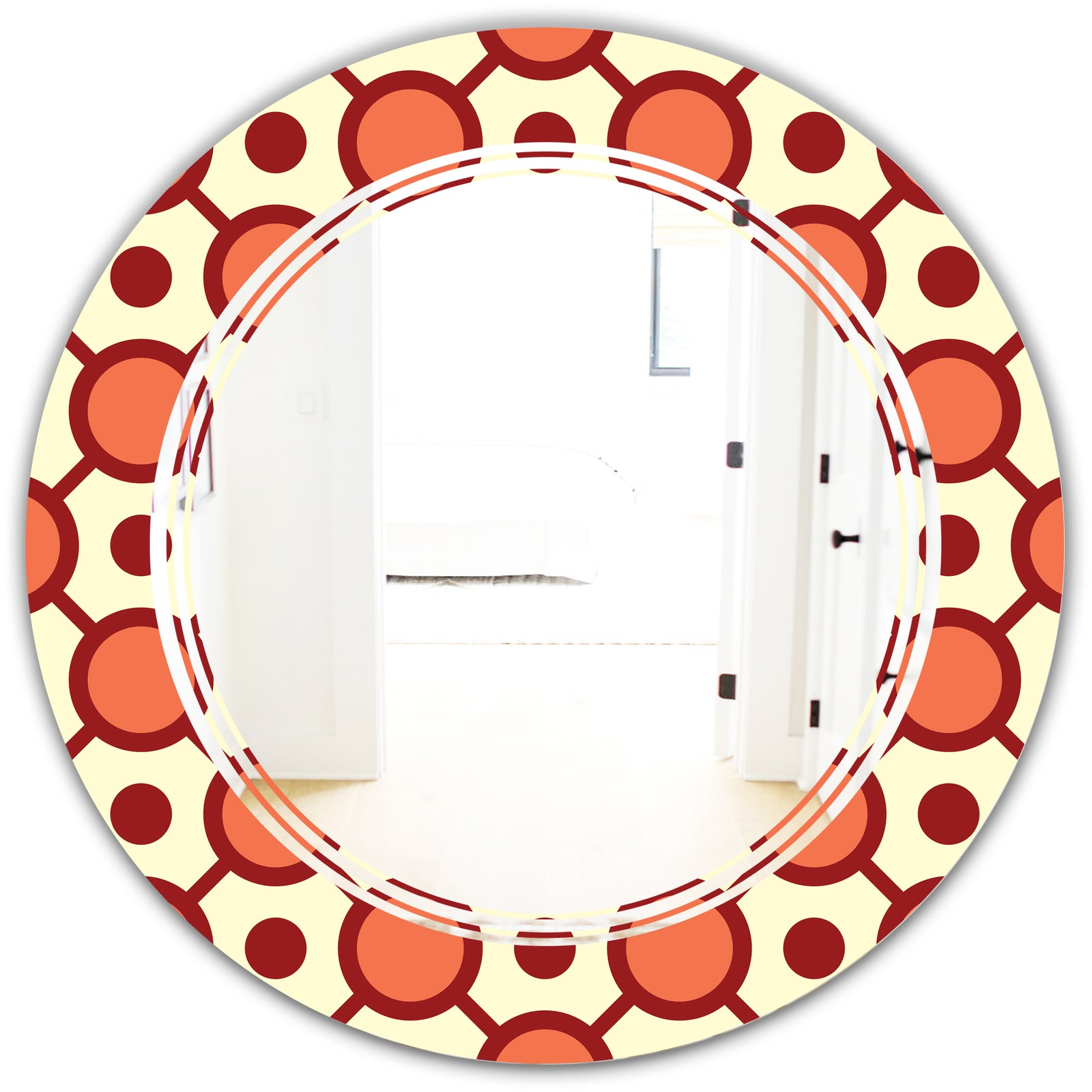 Abstract Retro Geometrical Design IX - Modern Round or Oval Wall Mirror - Triple C