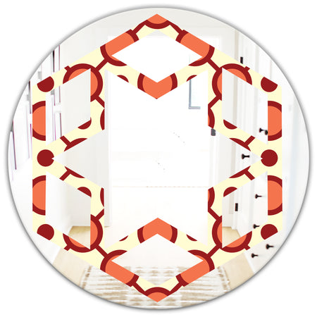 Abstract Retro Geometrical Design IX - Modern Round or Oval Wall Mirror - Hexagon Star