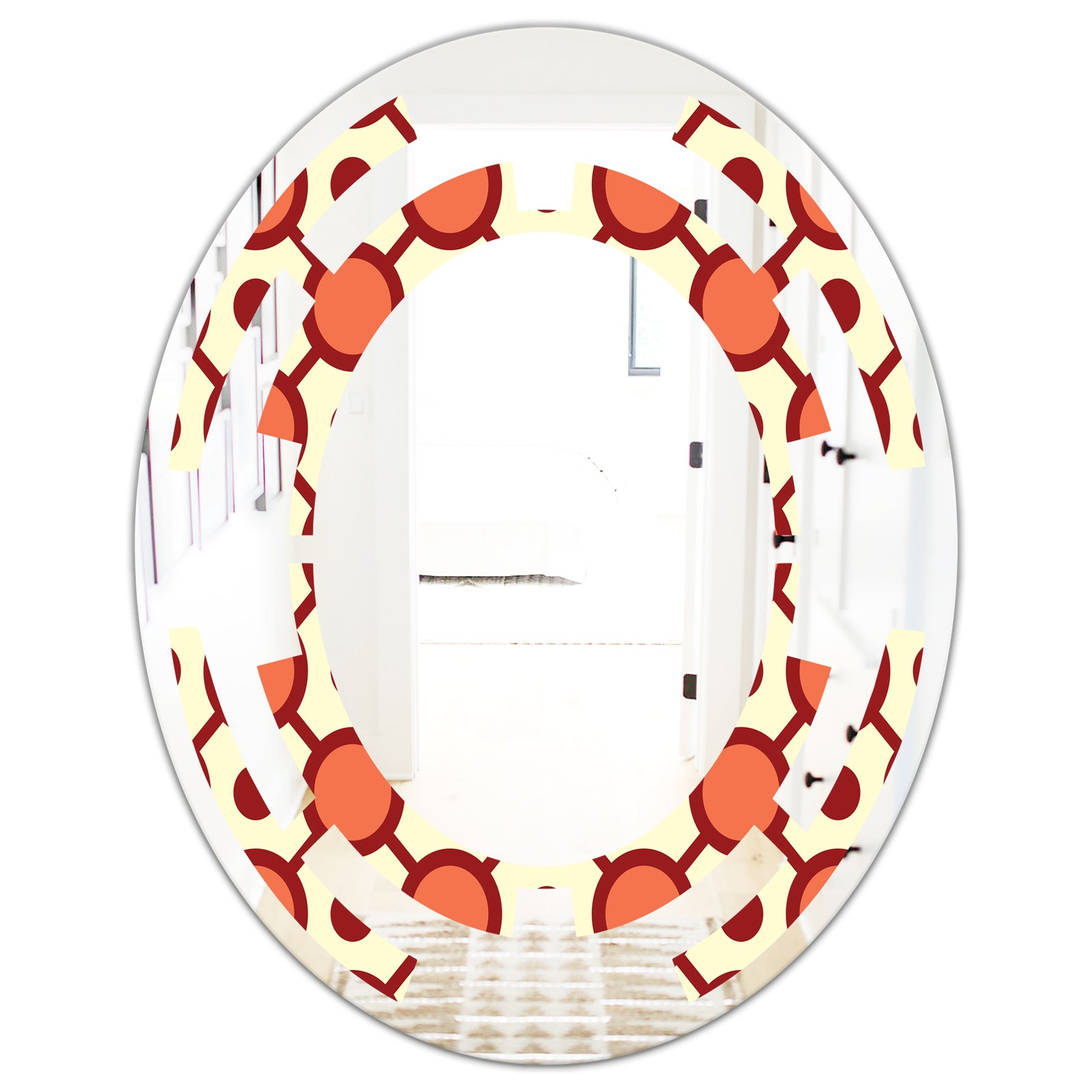 Abstract Retro Geometrical Design IX - Modern Round or Oval Wall Mirror - Space