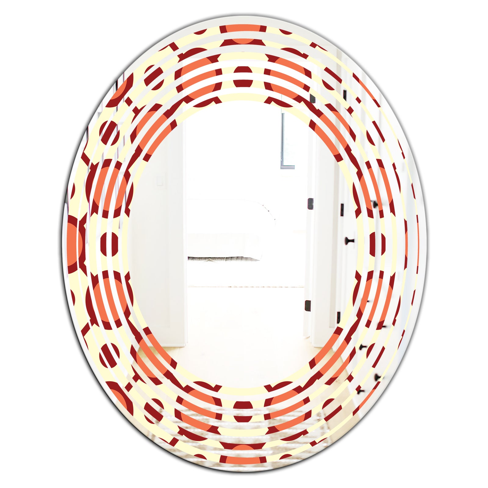Abstract Retro Geometrical Design IX - Modern Round or Oval Wall Mirror - Wave