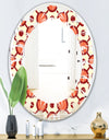 Abstract Retro Geometrical Design IX - Modern Round or Oval Wall Mirror - Leaves
