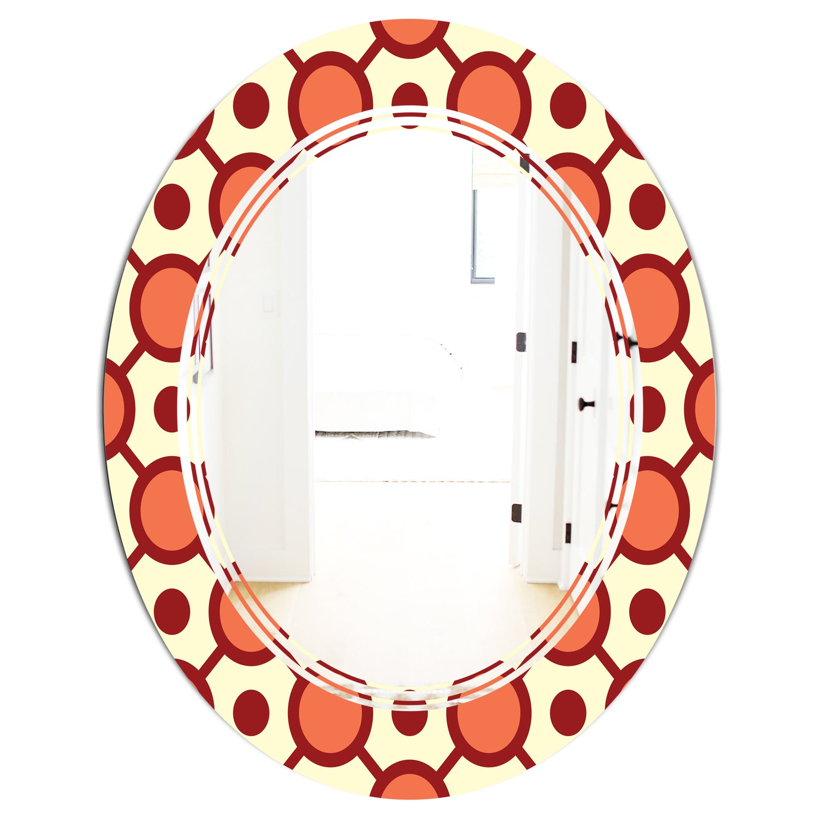 Abstract Retro Geometrical Design IX - Modern Round or Oval Wall Mirror - Triple C
