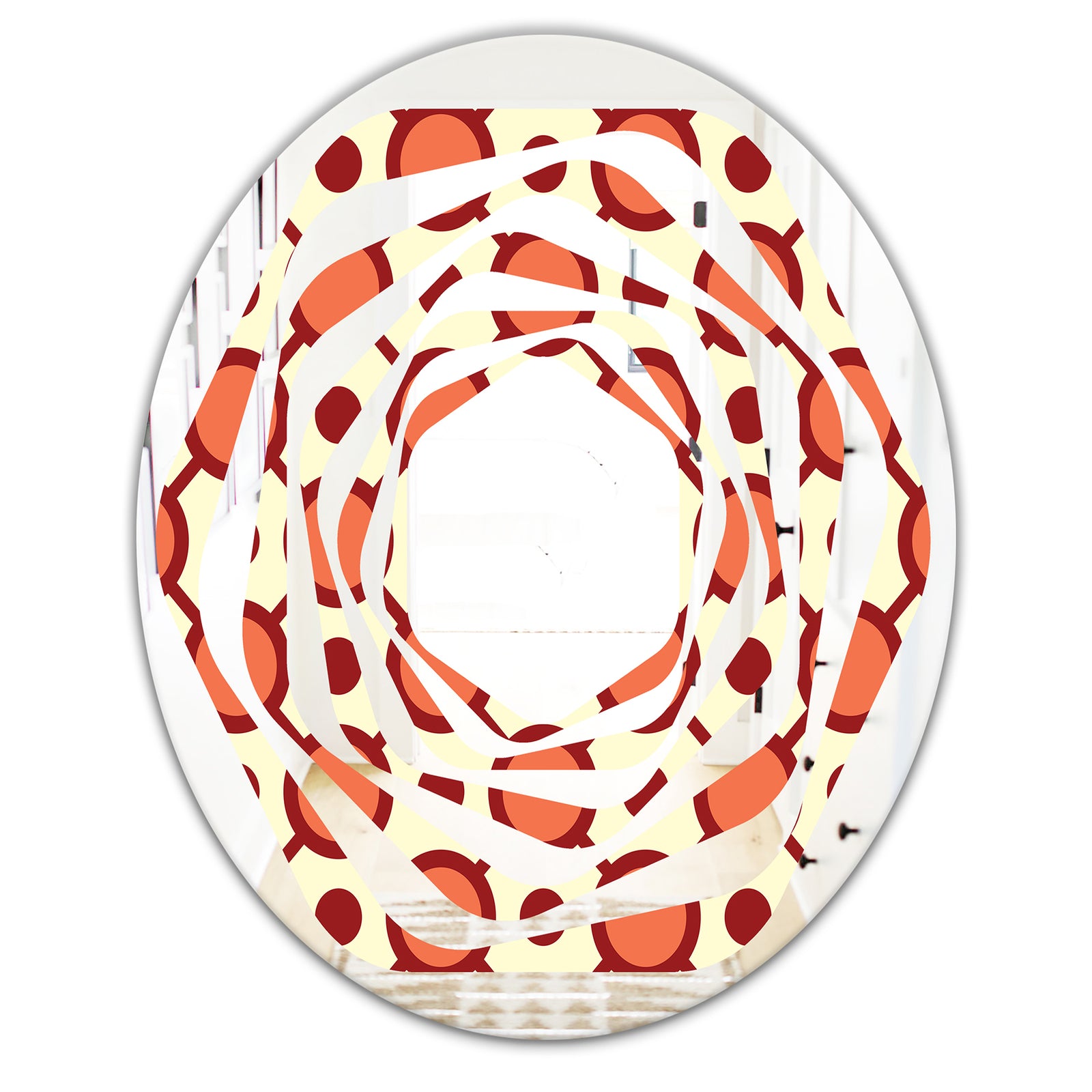 Abstract Retro Geometrical Design IX - Modern Round or Oval Wall Mirror - Whirl