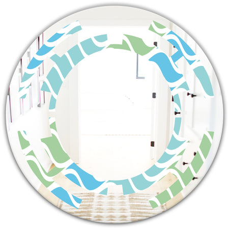 Abstract Design Retro Pattern II - Modern Round or Oval Wall Mirror - Space