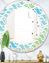 Abstract Design Retro Pattern II - Modern Round or Oval Wall Mirror - Leaves
