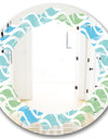 Abstract Design Retro Pattern II - Modern Round or Oval Wall Mirror - Leaves