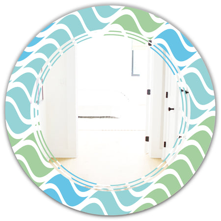 Abstract Design Retro Pattern II - Modern Round or Oval Wall Mirror - Triple C