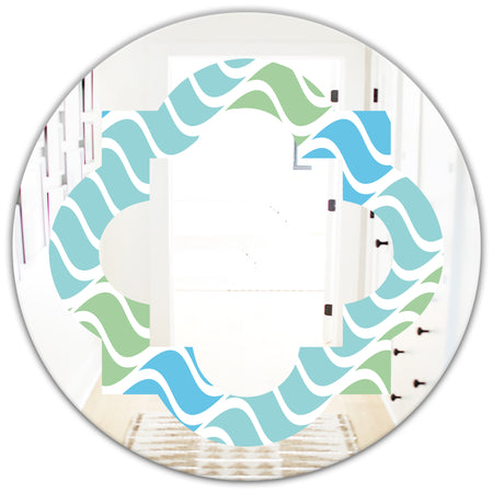 Abstract Design Retro Pattern II - Modern Round or Oval Wall Mirror - Quatrefoil