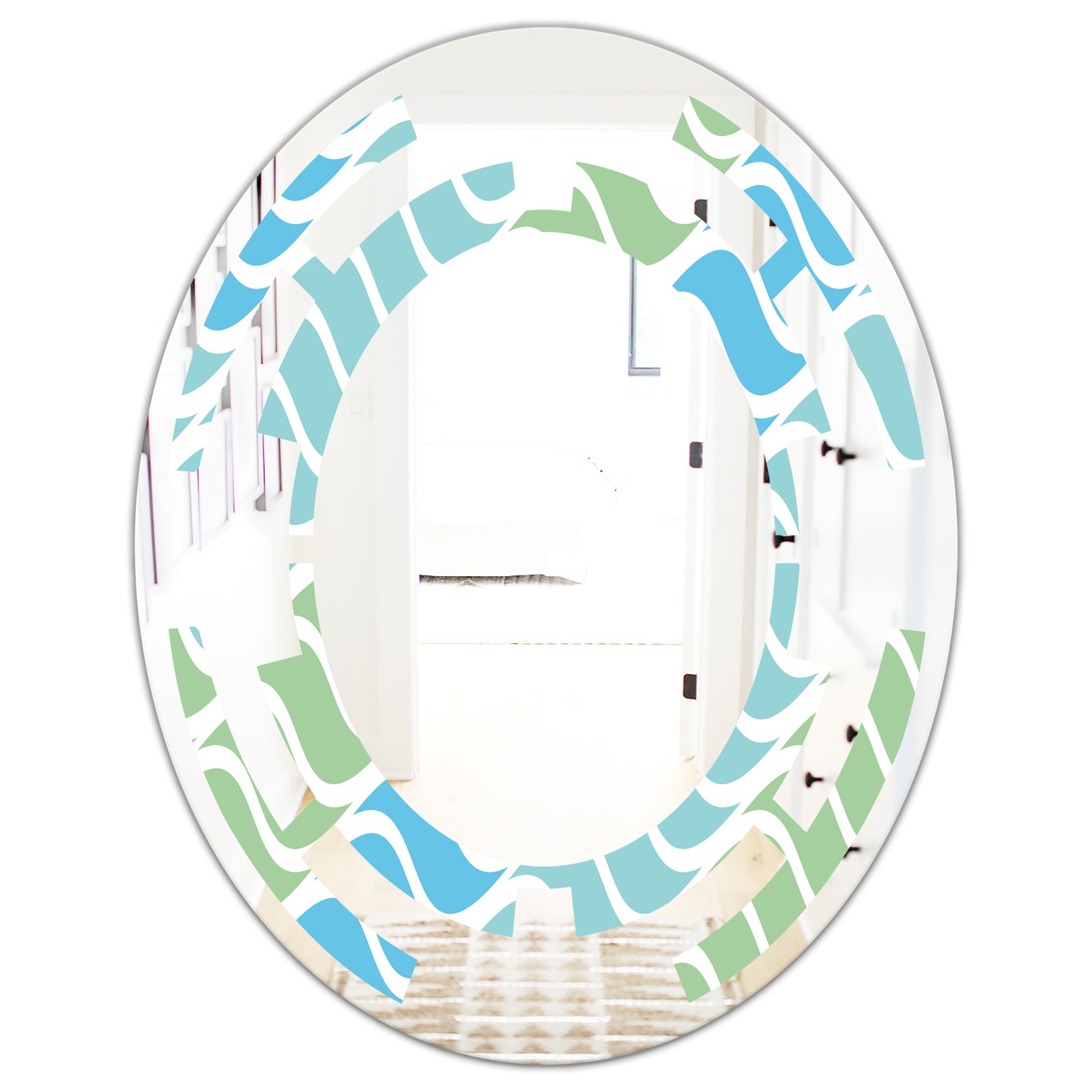 Abstract Design Retro Pattern II - Modern Round or Oval Wall Mirror - Space