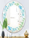 Abstract Design Retro Pattern II - Modern Round or Oval Wall Mirror - Leaves