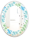 Abstract Design Retro Pattern II - Modern Round or Oval Wall Mirror - Leaves