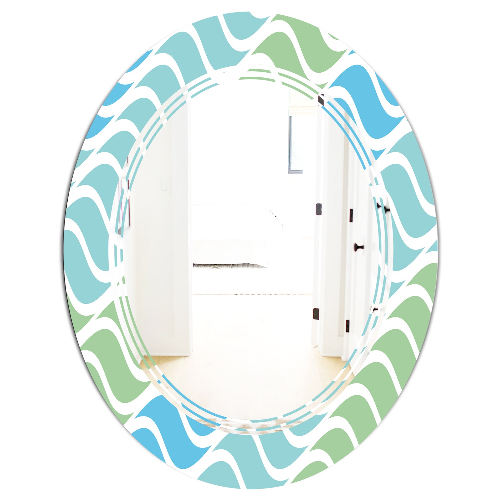 Abstract Design Retro Pattern II - Modern Round or Oval Wall Mirror - Triple C