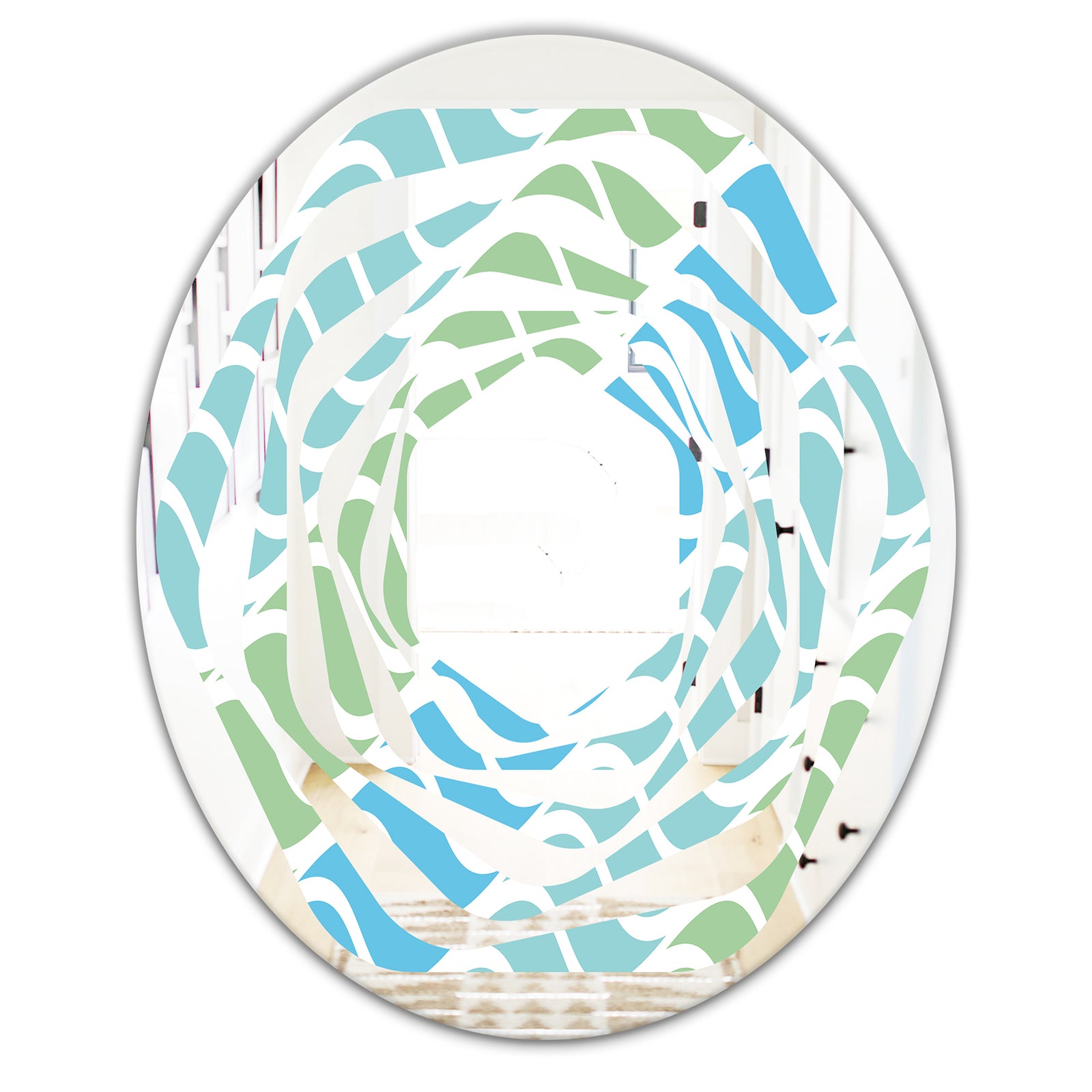 Abstract Design Retro Pattern II - Modern Round or Oval Wall Mirror - Whirl