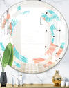 Retro Tropical Foliage II - Modern Round or Oval Wall Mirror - Space