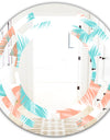 Retro Tropical Foliage II - Modern Round or Oval Wall Mirror - Space