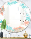 Retro Tropical Foliage II - Modern Round or Oval Wall Mirror - Leaves
