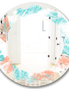 Retro Tropical Foliage II - Modern Round or Oval Wall Mirror - Leaves