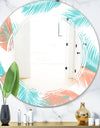 Retro Tropical Foliage II - Modern Round or Oval Wall Mirror - Triple C
