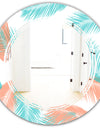 Retro Tropical Foliage II - Modern Round or Oval Wall Mirror - Triple C