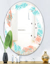 Retro Tropical Foliage II - Modern Round or Oval Wall Mirror - Leaves