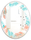 Retro Tropical Foliage II - Modern Round or Oval Wall Mirror - Leaves
