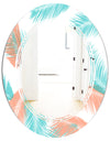 Retro Tropical Foliage II - Modern Round or Oval Wall Mirror - Triple C
