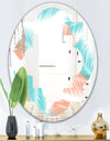 Retro Tropical Foliage II - Modern Round or Oval Wall Mirror - Quatrefoil