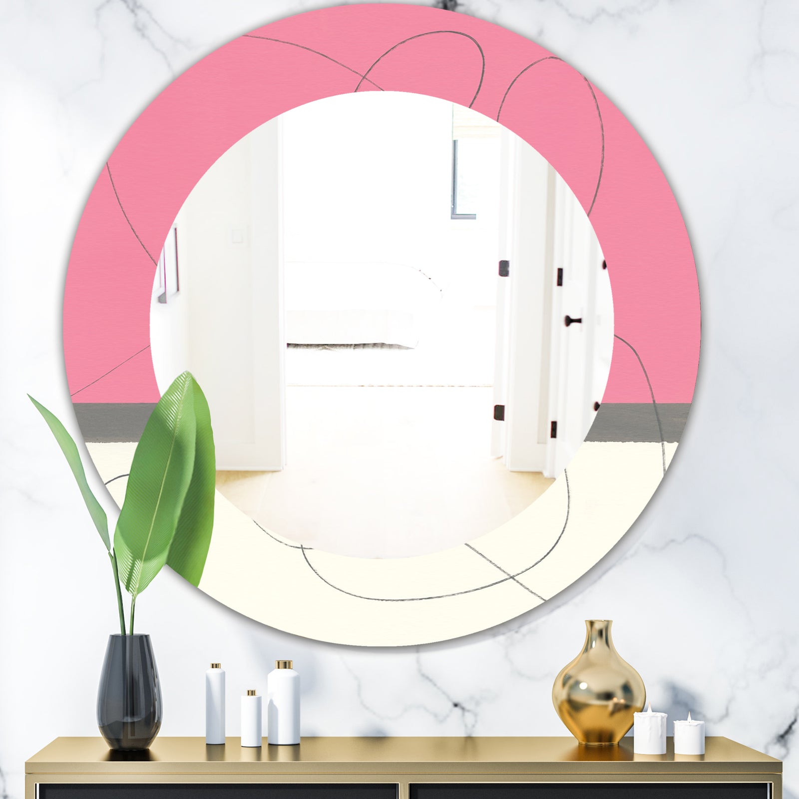Geometric Neapolitan II - Modern Mirror - Oval or Round Wall Mirror